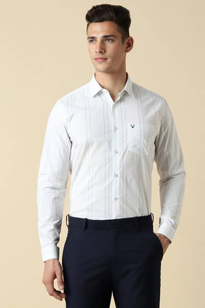 Allen Solly Men Striped Formal White Shirt