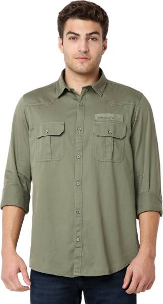 Spykar Men Solid Casual Green Shirt