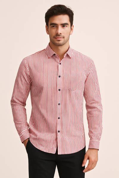 YELLOWDASH Men Striped Casual Pink Shirt