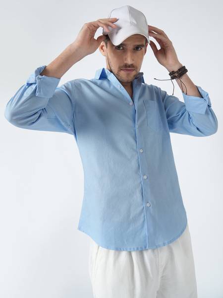 VASTRADO Men Solid Casual Blue Shirt