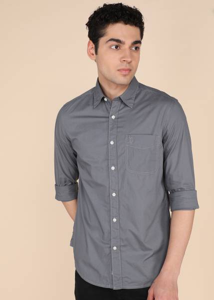 U.S. POLO ASSN. Men Solid Casual Grey Shirt