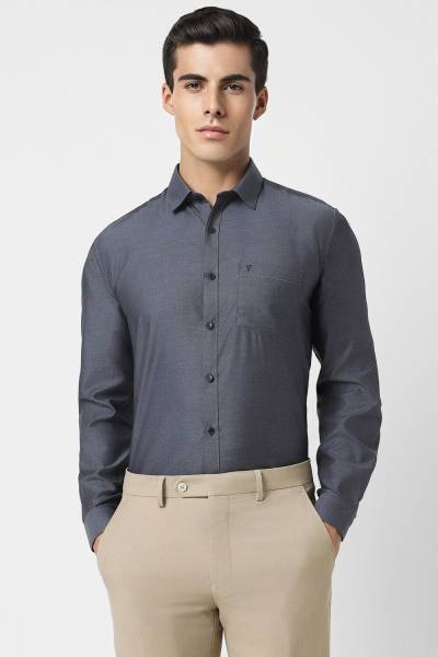 VAN HEUSEN Men Self Design Formal Grey Shirt