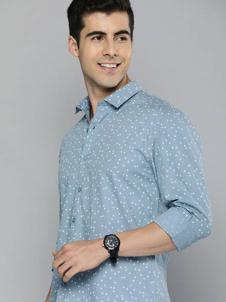 Mast & Harbour Men Printed Casual Blue, White Shirt