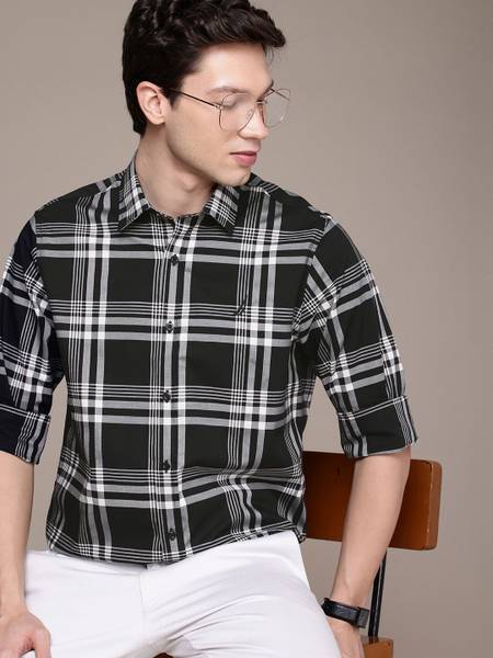 NAUTICA Men Checkered Casual Black Shirt