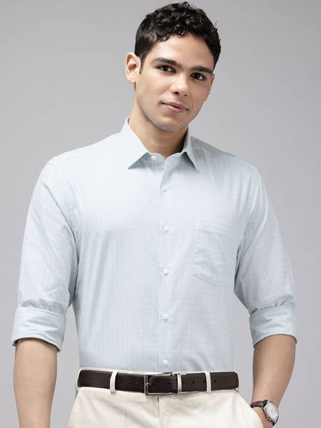 ARROW Men Checkered Formal Green Shirt