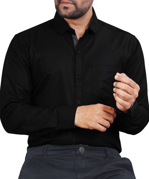 METRONAUT Men Solid Formal Black Shirt