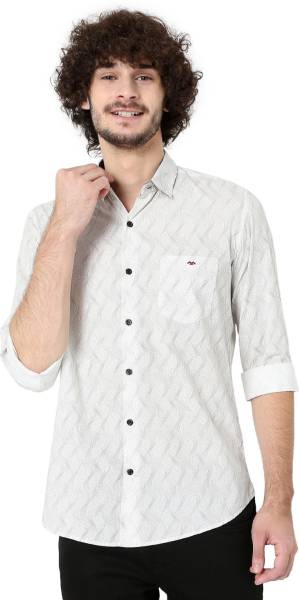 MUFTI Men Printed Casual White Shirt