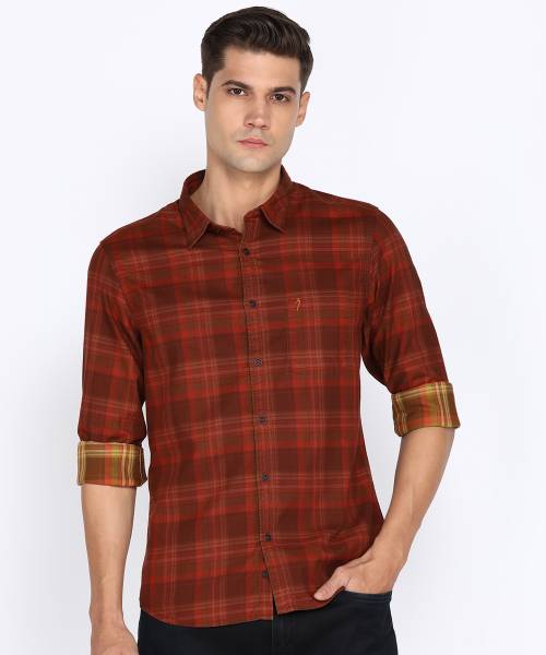 INDIAN TERRAIN Men Checkered Casual Brown Shirt