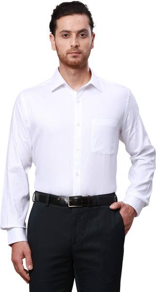 Raymond Men Self Design Formal White Shirt