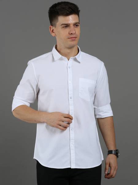 ZURINE Men Solid Casual White Shirt