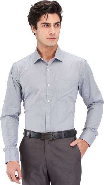 PARK AVENUE Men Striped Formal Grey Shirt