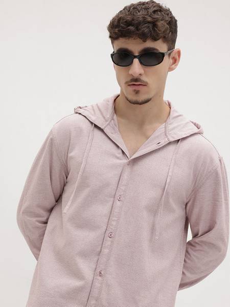 Roadster Men Solid Casual Pink Shirt
