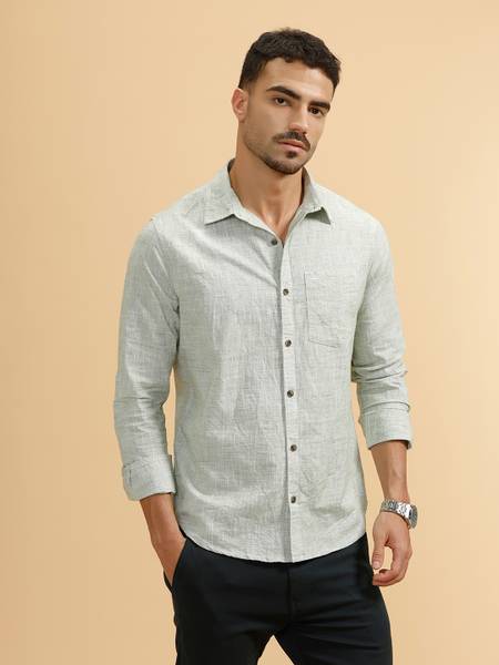WROGN Men Checkered Casual Green Shirt