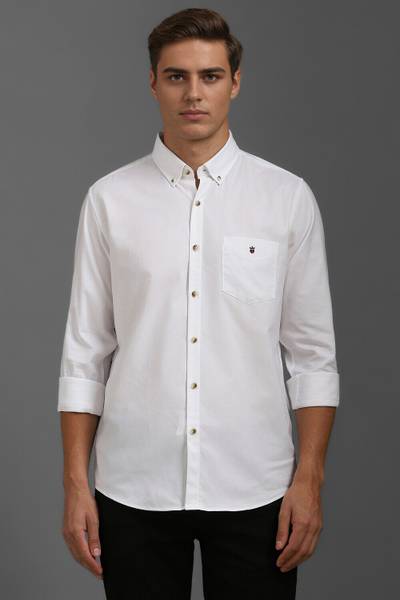 LOUIS PHILIPPE Men Solid Casual White Shirt