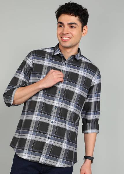 Allen Solly Men Checkered Casual Grey Shirt