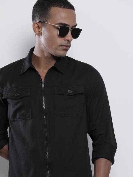 The Indian Garage Co. Men Solid Casual Black Shirt