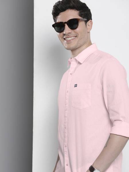 The Indian Garage Co. Men Solid Casual Pink Shirt