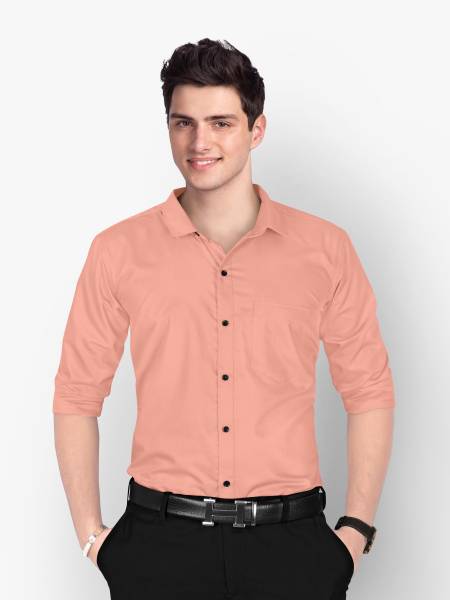 STONEBERG Men Solid Formal Pink Shirt