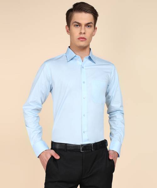 Raymond Men Solid Formal Blue Shirt