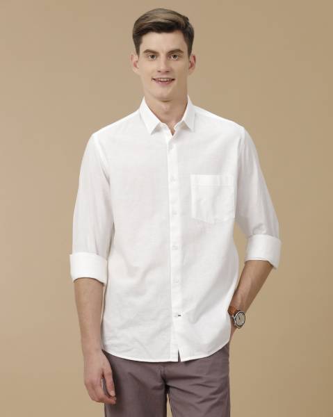 CAVALLO BY LINEN CLUB Men Solid Casual White Shirt