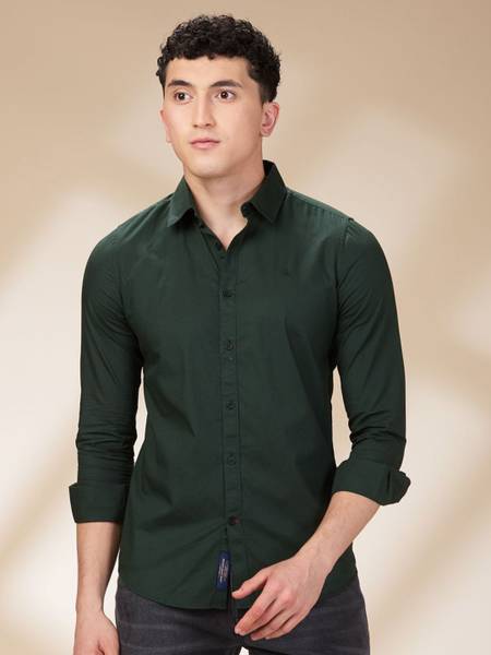 BEING HUMAN Men Solid Casual Green Shirt