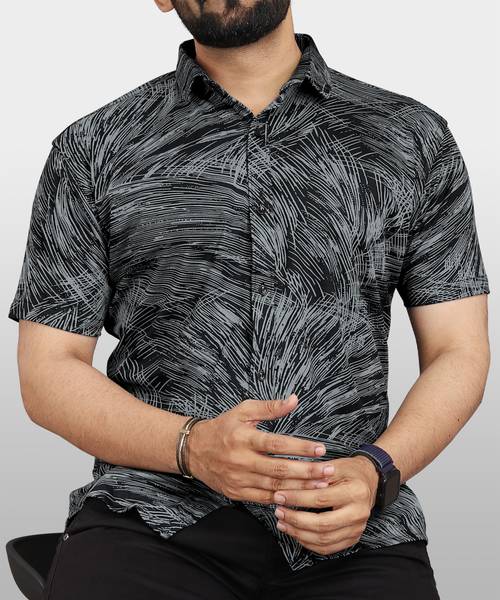 VeBNoR Men Printed Casual Grey Shirt
