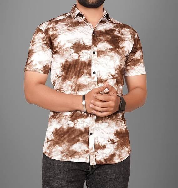 SHIVINA Men Floral Print Casual White, Brown Shirt