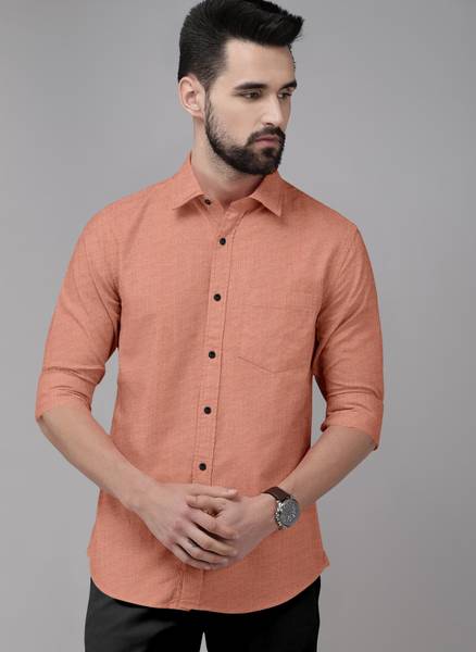 MBF66 Men Solid Casual Pink Shirt