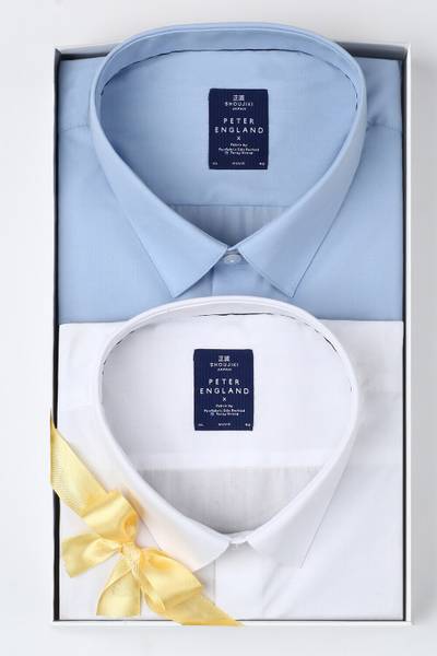 PETER ENGLAND Men Solid Formal Blue Shirt