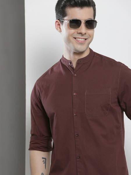 The Indian Garage Co. Men Solid Casual Brown Shirt
