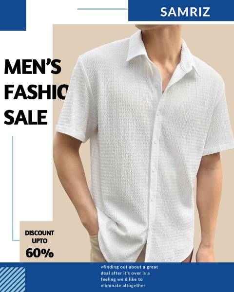 SAMRIZ Men Self Design Casual White Shirt