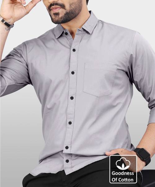 URBAN BUCCACHI Men Solid Casual Grey Shirt