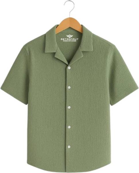 METRONAUT Men Self Design Casual Green Shirt