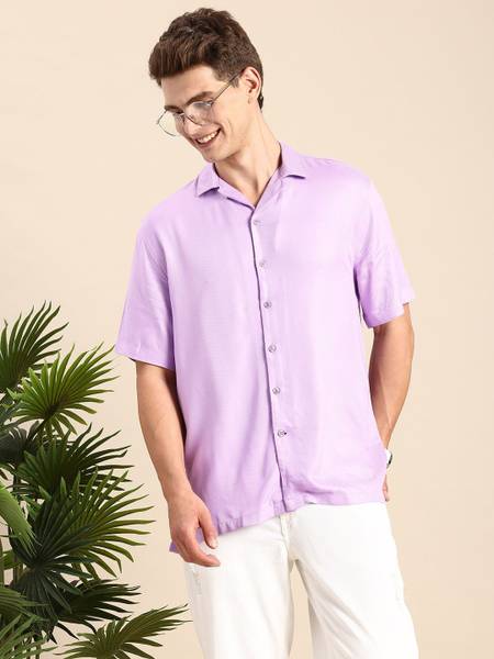 Mast & Harbour Men Solid Casual Purple Shirt