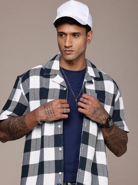 Roadster Men Checkered Casual Blue Shirt