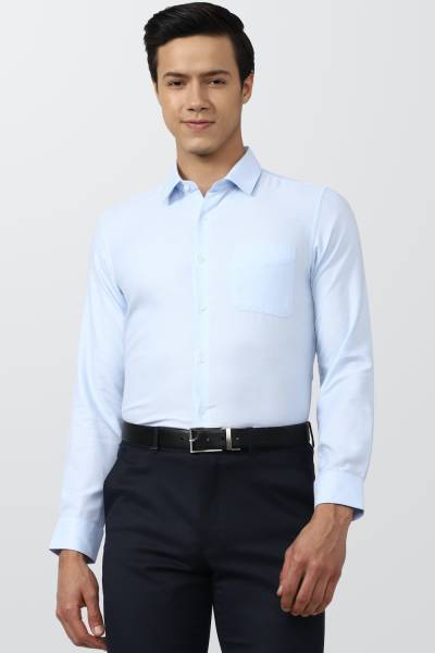 PETER ENGLAND Men Self Design Formal Blue Shirt