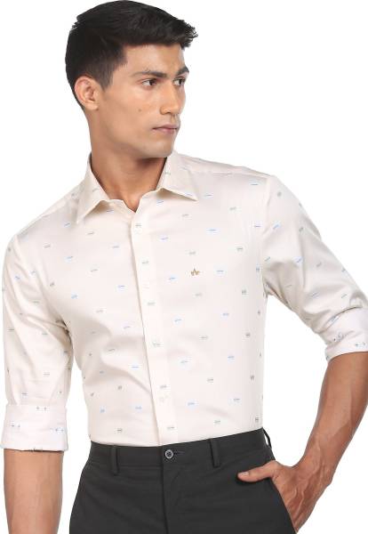 ARROW Men Self Design Formal Beige Shirt