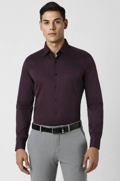 VAN HEUSEN Men Printed Formal Purple Shirt