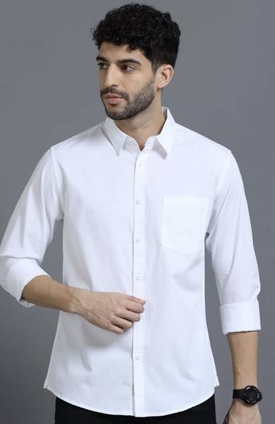 Rajkuwer Men Solid Casual White Shirt