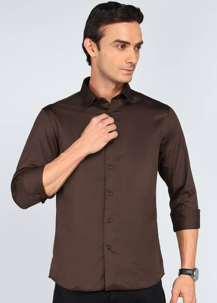 FLYING MACHINE Men Solid Casual Brown Shirt