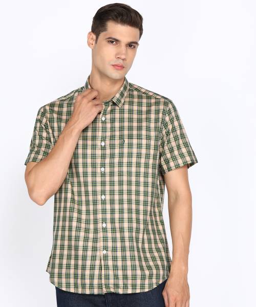 INDIAN TERRAIN Men Checkered Casual Green Shirt