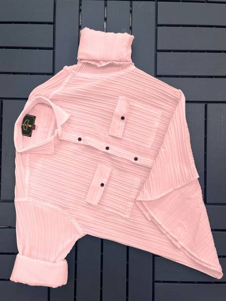 Zoitgiest Men Self Design Casual Pink Shirt