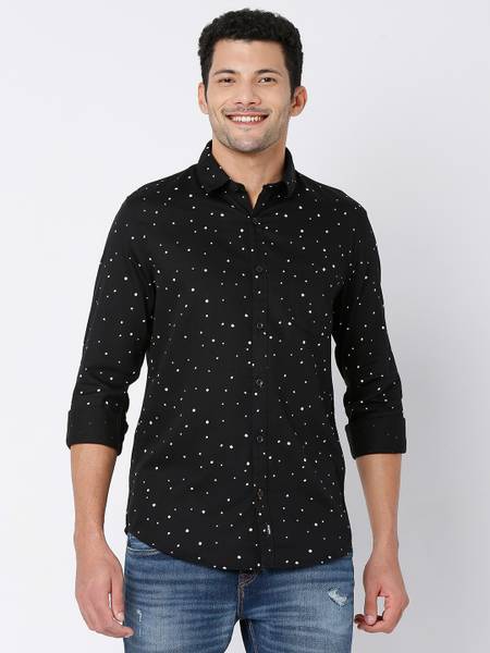 Spykar Men Printed Casual Black Shirt