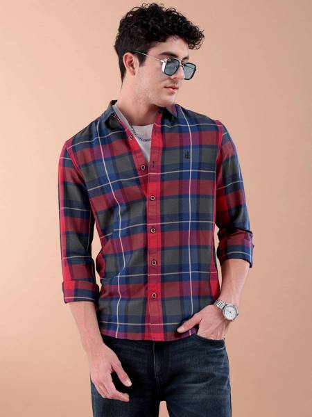 The Indian Garage Co. Men Checkered Casual Red Shirt