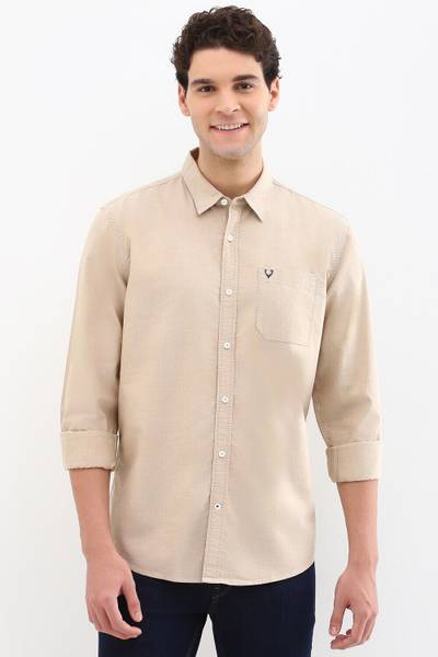 Allen Solly Men Solid Casual Beige Shirt