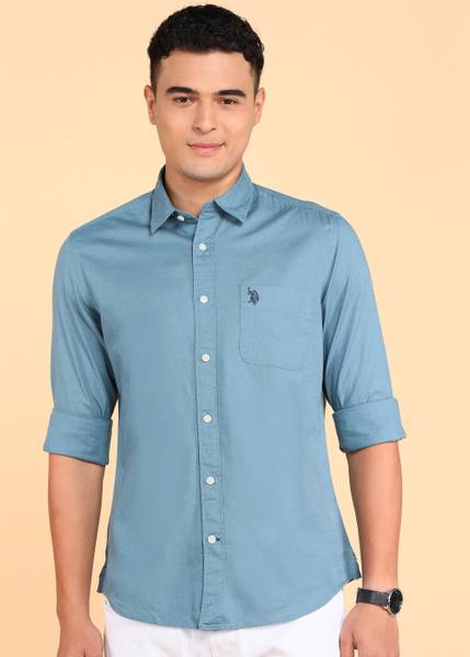 U.S. Polo Assn. Denim Co. Men Solid Casual Light Green Shirt