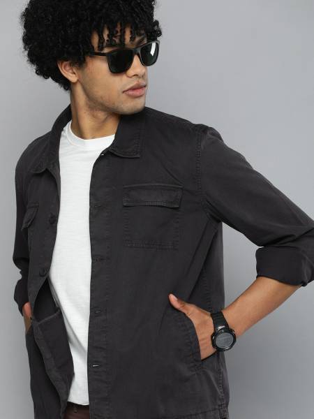 The Indian Garage Co. Men Solid Casual Grey Shirt