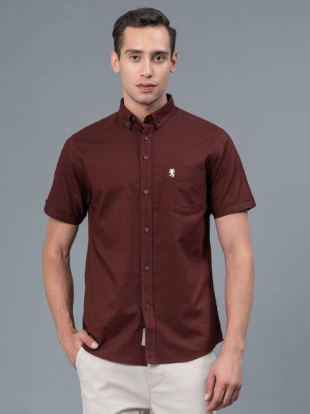 RED TAPE Men Solid Casual Maroon Shirt