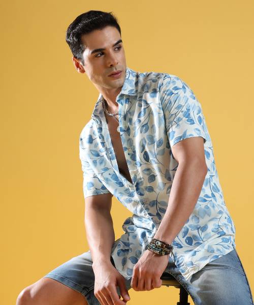 CAMPUS SUTRA Men Printed Casual White, Blue Shirt