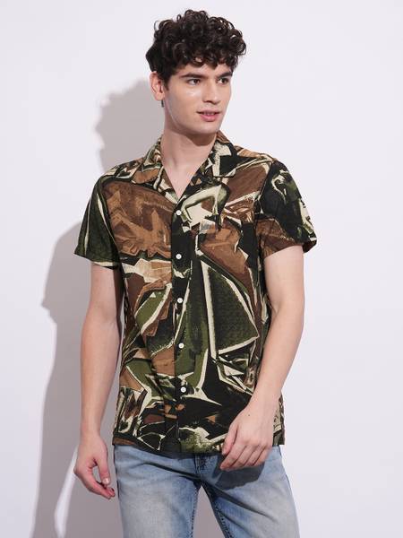 BEING HUMAN Men Printed Casual Brown Shirt